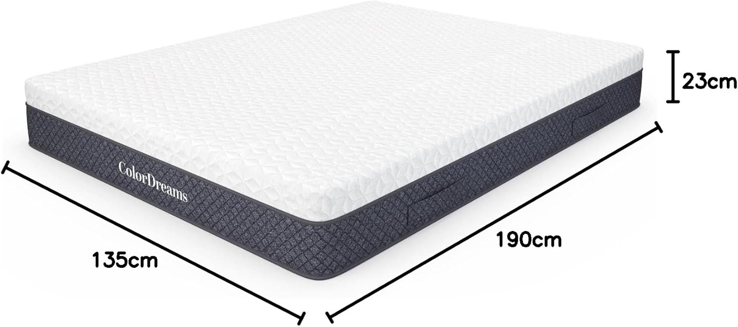 COLORDREAMS | Colchón en Caja Matrimonial Memory – 135x190x23 cm - 6 Capas de Espuma de Alta Densidad – Manijas Reforzadas – Firmeza Justa – Hipoalergénico