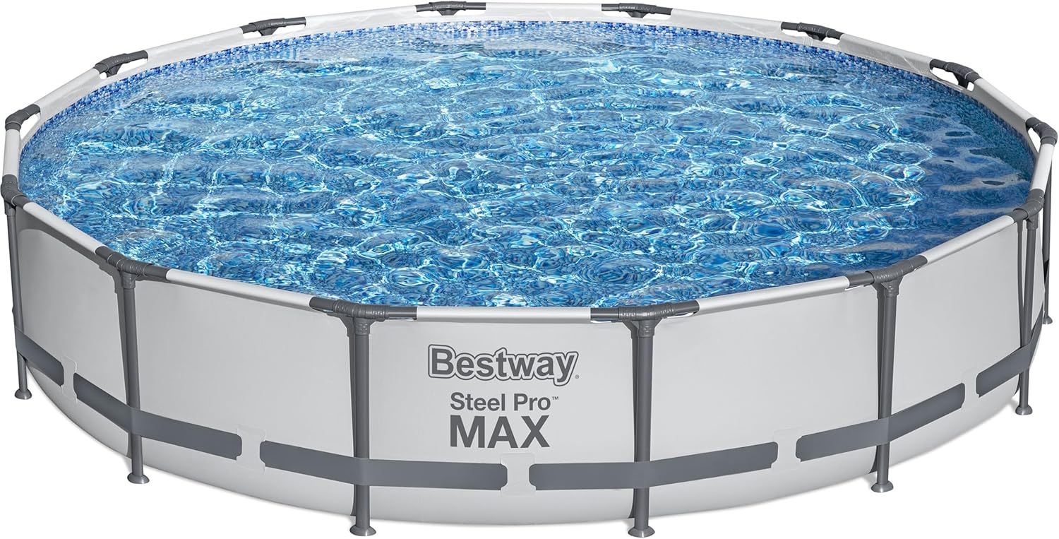 Bestway Steel Pro MAX - Juego de piscina redonda sobre el piso de 14 x 33 pulgadas, incluye bomba de filtro de 530 galones