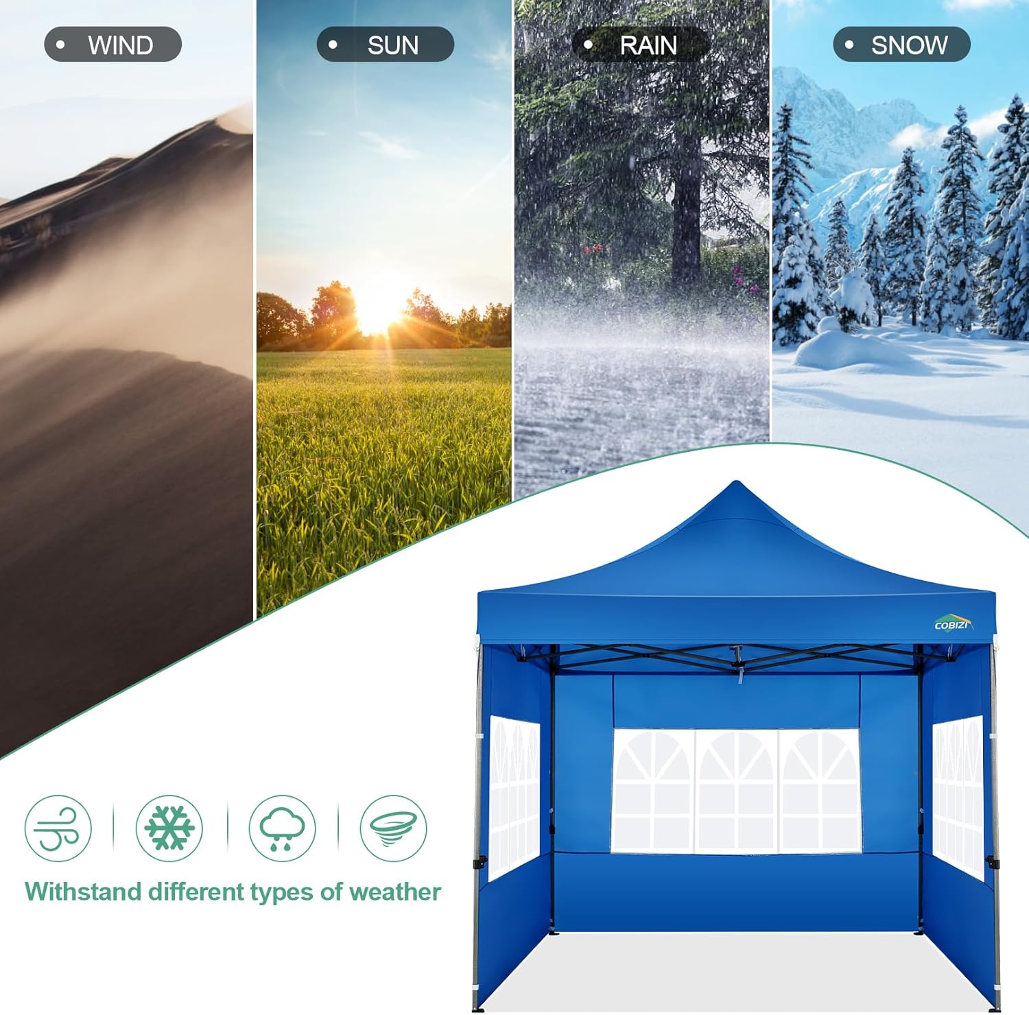 COBIZI - Toldo desplegable de 10 x 20 Pulgadas con 6 Paredes Laterales, toldo Impermeable para Eventos al Aire última intervensión, UPF 50+ cenador portátil para Fiestas, Playa, Camping, Boda,