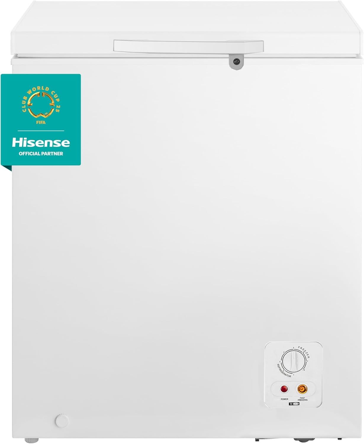 Hisense FC50D6AWX Congelador, 5 pies cúbicos, Temperatura ajustable, Fast Freeze, Cerradura de seguridad, 62x56x85cm(AnchoxLargoxAlto), Blanco