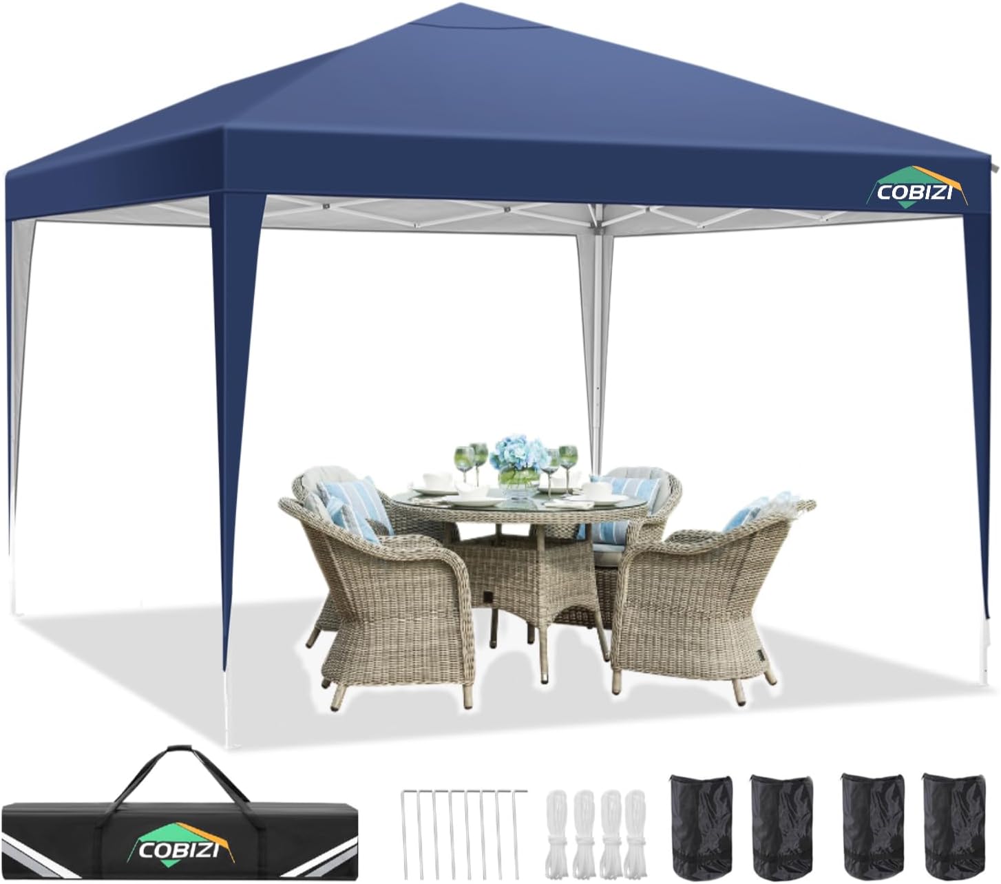 COBIZI - Toldo desplegable de 10 x 20 Pulgadas con 6 Paredes Laterales, toldo Impermeable para Eventos al Aire última intervensión, UPF 50+ cenador portátil para Fiestas, Playa, Camping, Boda,