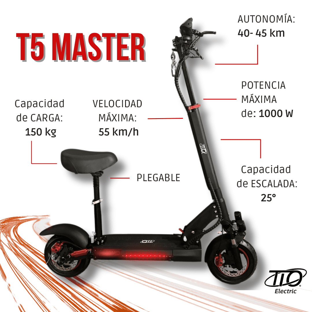 Scooter Eléctrico TIO T5 MASTER 1000W Patín Eléctrico Adulto