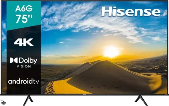 Hisense Pantalla 75" 4K Smart TV LED 65A6H Google TV