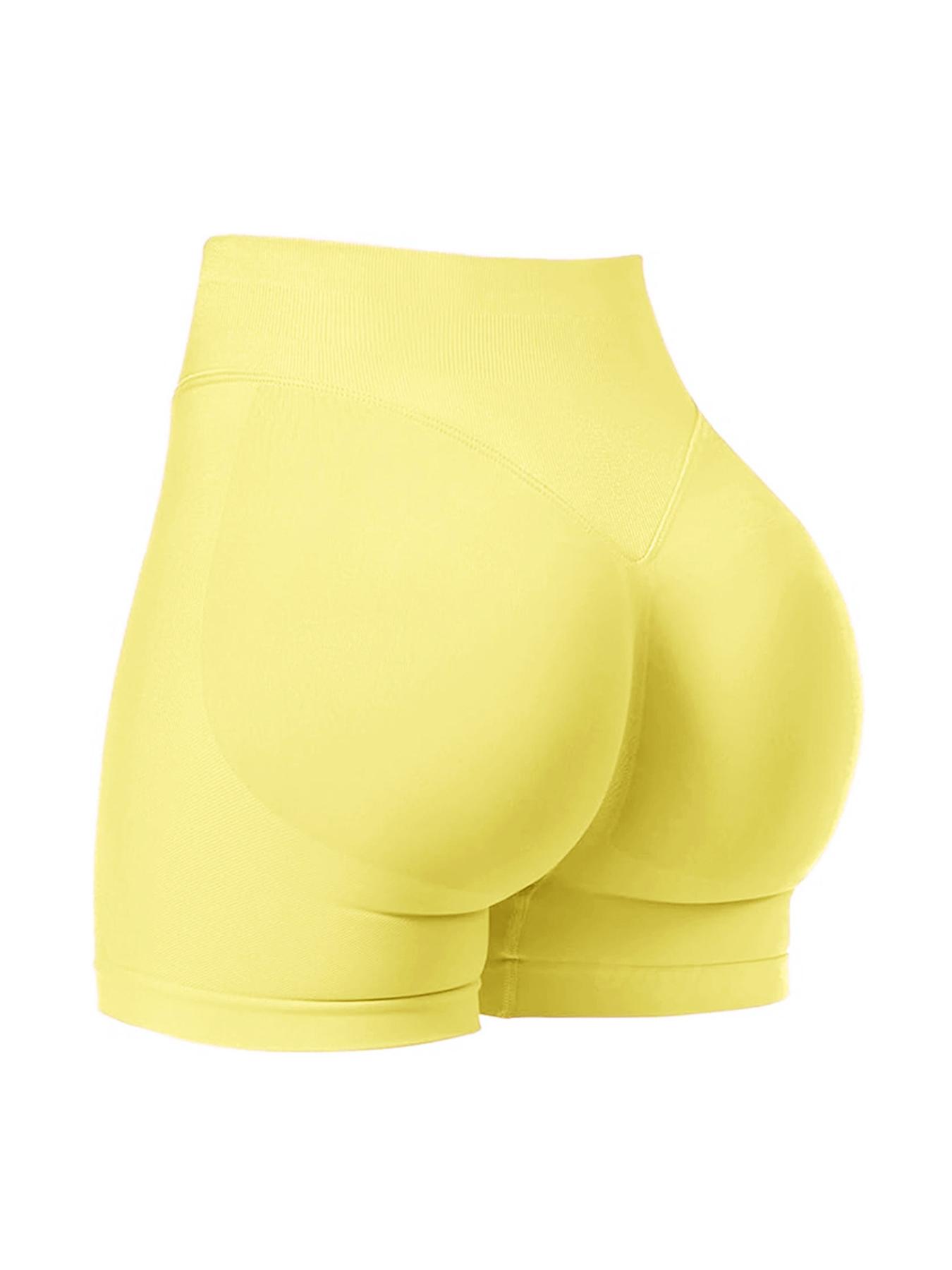 Nuevos shorts deportivos sin costuras para mujer con cintura de tres secciones y efecto &ldquo;peach butt&rdquo;, pantalones ajustados para yoga y fitness, pantalones de tres cuartos para correr.