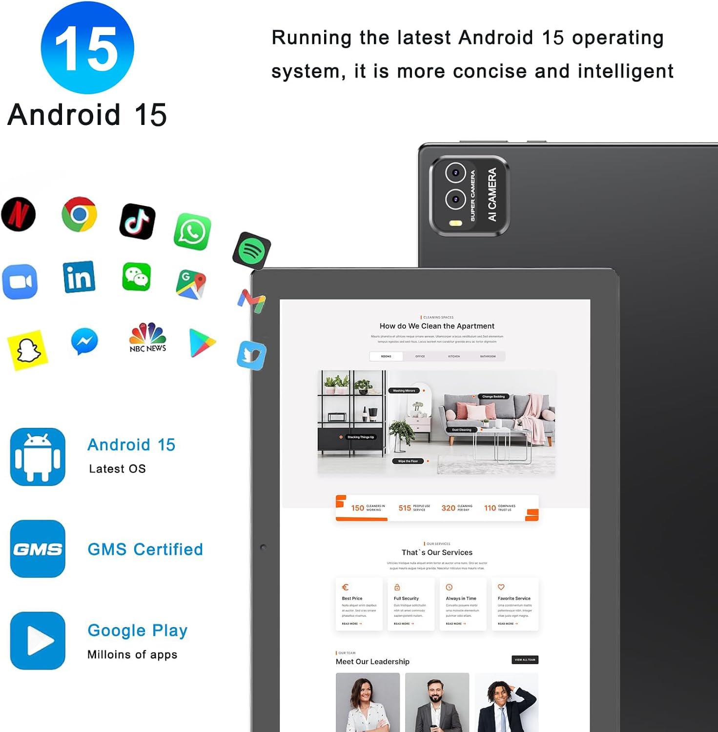 tablet 2 en 1 de 10 pulgadas Android 15 tabletas con teclado 64 GB ROM 8 GB RAM Soporte de expansión de 1 TB tablet de 10.1 pulgadas incluye funda para mouse Stylus Tab 8MP+2MP cámaras 6000mAh batería