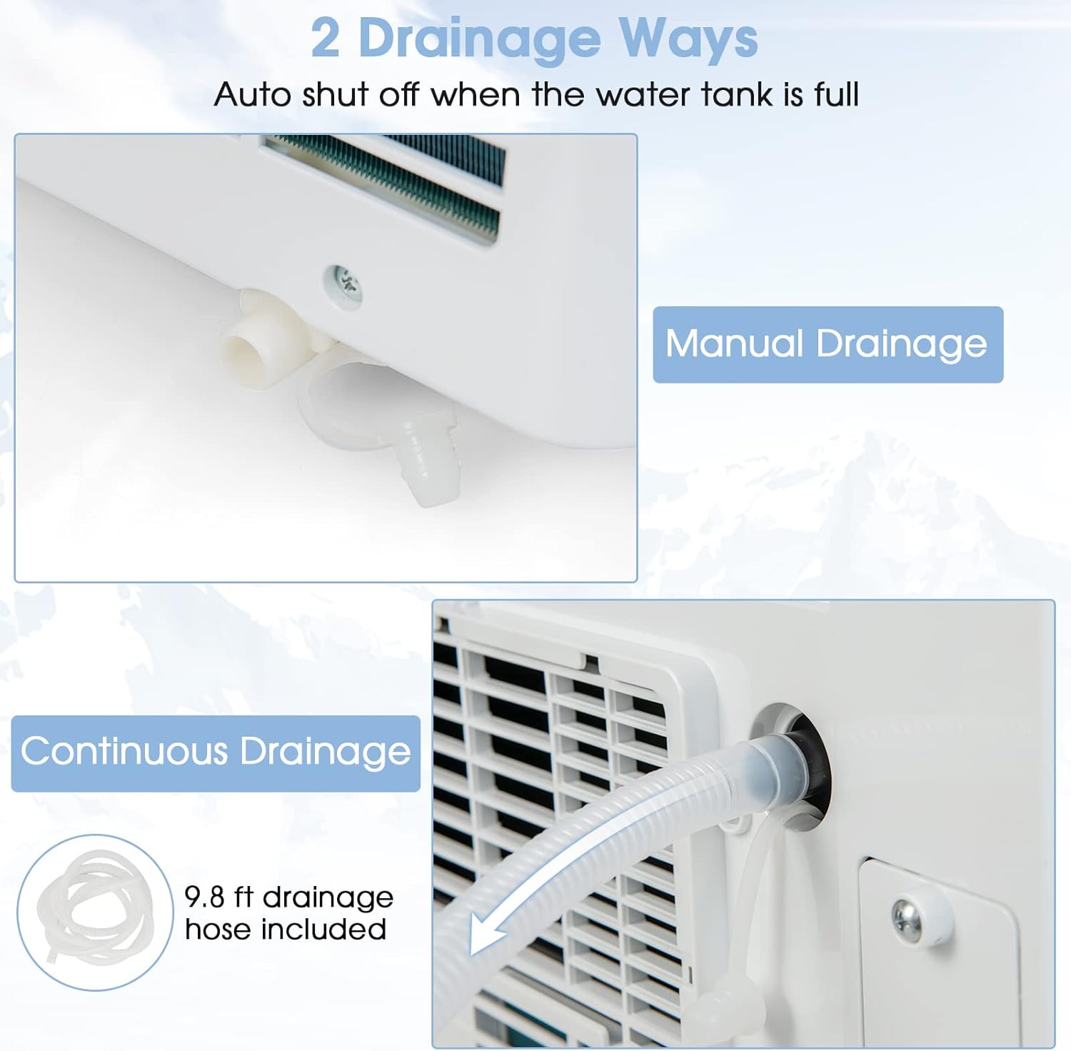 Acondicionador de aire portátil, 10000 BTU con deshumidificador integrado, refresca hasta 250 metros cuadrados Pies