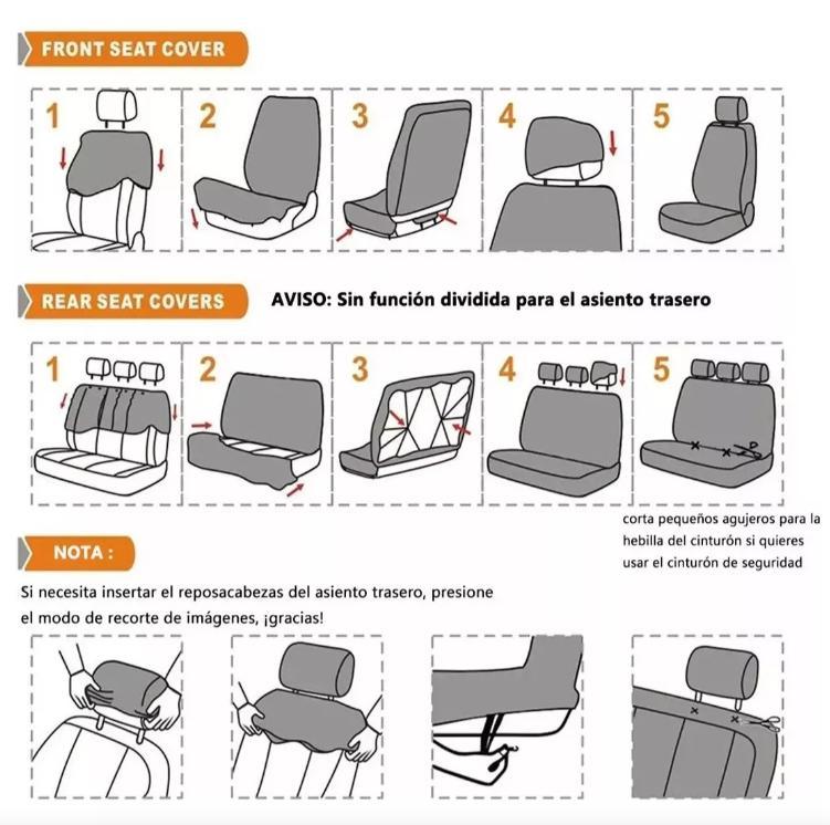 Juego De Fundas Para 5 Asientos De Auto 9 Piezas Universal