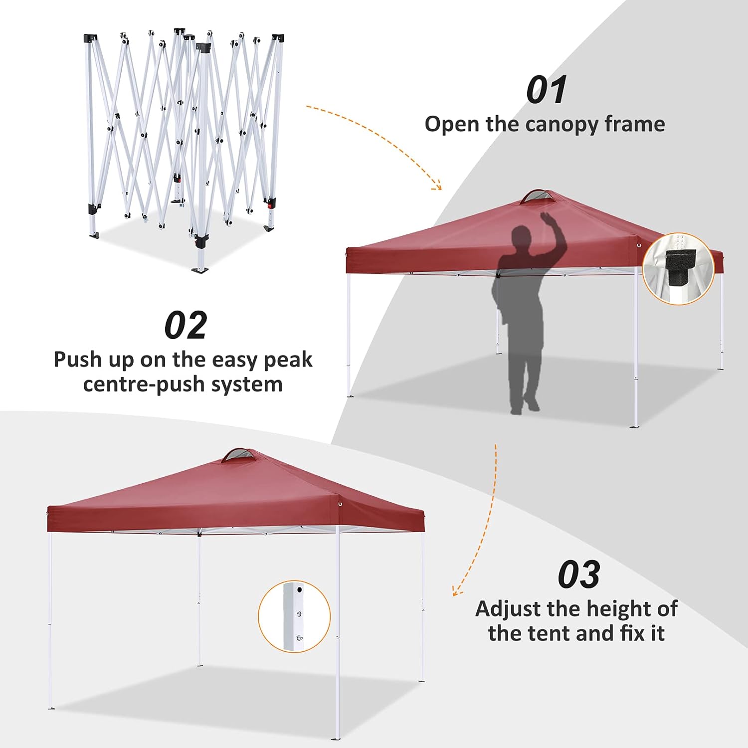 COBIZI - Toldo desplegable de 10 x 20 Pulgadas con 6 Paredes Laterales, toldo Impermeable para Eventos al Aire última intervensión, UPF 50+ cenador portátil para Fiestas, Playa, Camping, Boda,