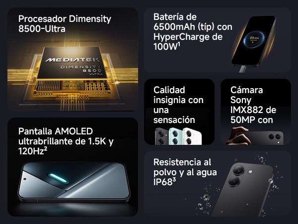 POCO X8 Pro | Con regalo exclusivo | Procesador Dimensity 8500-Ultra | Bater&iacute;a de 6500mAh (t&iacute;p) con HyperCharge de 100W | Pantalla AMOLED ultrabrillante de 1.5K y 120Hz | C&aacute;mara Sony IMX882 de 50MP con OIS | Resistencia al polvo y al agua IP68