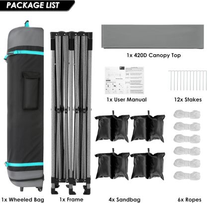 COBIZI - Toldo desplegable de 10 x 20 Pulgadas con 6 Paredes Laterales, toldo Impermeable para Eventos al Aire última intervensión, UPF 50+ cenador portátil para Fiestas, Playa, Camping, Boda,