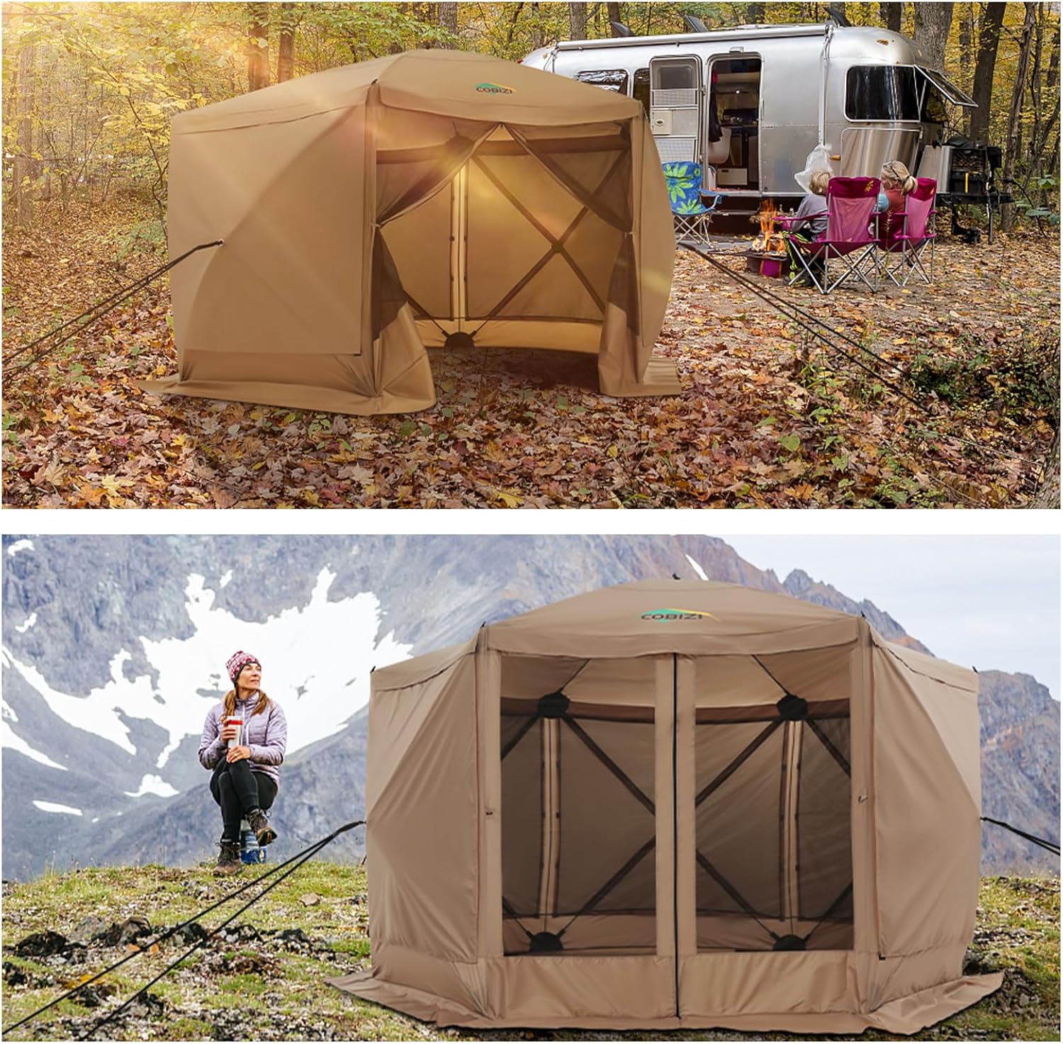 COBIZI - Toldo desplegable de 10 x 20 Pulgadas con 6 Paredes Laterales, toldo Impermeable para Eventos al Aire última intervensión, UPF 50+ cenador portátil para Fiestas, Playa, Camping, Boda,