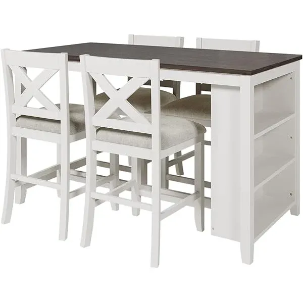 Juego de mesa de comedor de altura de mostrador con 4 sillas