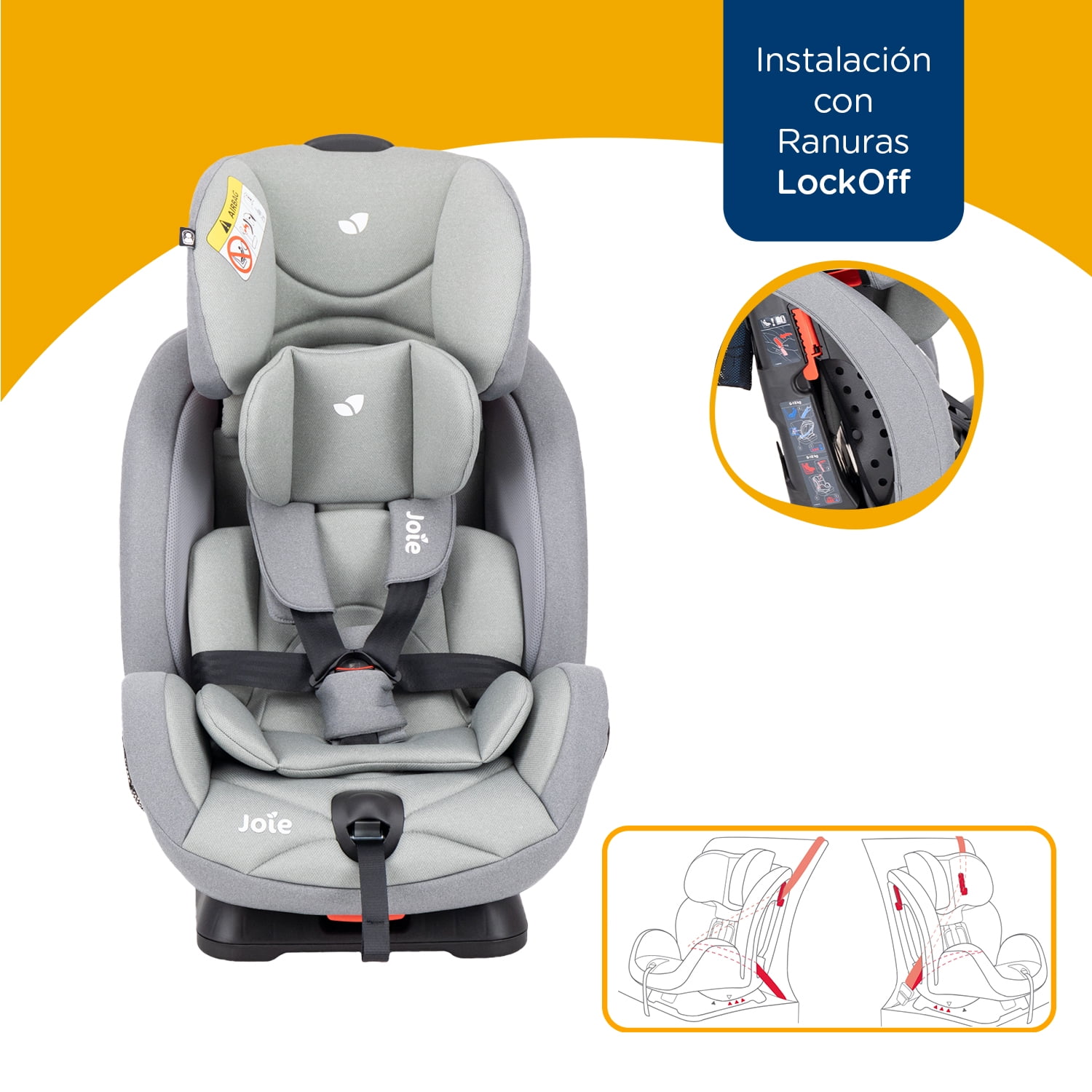 Autoasiento Bebe Joie Stages Silla Expandible Carro 3 En 1 Gray Gray