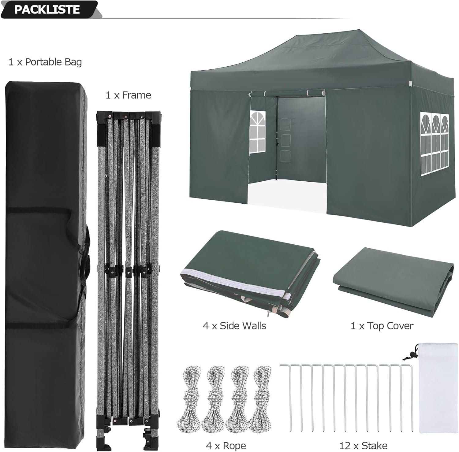 COBIZI - Toldo desplegable de 10 x 20 Pulgadas con 6 Paredes Laterales, toldo Impermeable para Eventos al Aire última intervensión, UPF 50+ cenador portátil para Fiestas, Playa, Camping, Boda,