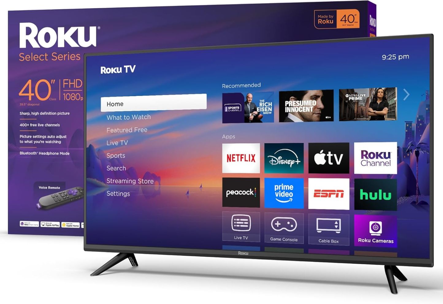 Roku Smart TV 2025 - Serie Selecta de 40 Pulgadas, TV Full HD de 1080p - RokuTV con Control Remoto de Voz - Televisión LED de visualización Plana con Wi-Fi para transmitir Noticias Locales en Vivo