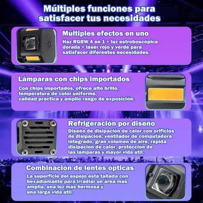 🎵Luces DJ Doble Cabeza con Control Remoto, 120W Haces Móviles Rotación 360° Strobe Láser para Fiesta Discoteca Bar KTV DJ Iluminación LED RGBW Proyector Efectos Escenario Focos De Iluminación