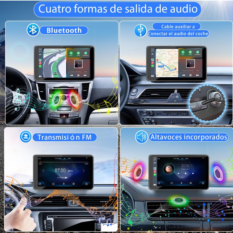 【Hieha】Regalo de Año Nuevo: 2026 La pantalla portátil más nueva de Carplay para automóvil, pantalla táctil IPS de 7 pulgadas, Compatible con CarPlay y Android Auto, Cámara de Respaldo, estéreo para automóvil, soporte para GPS, Bluetooth, FM, WiFi