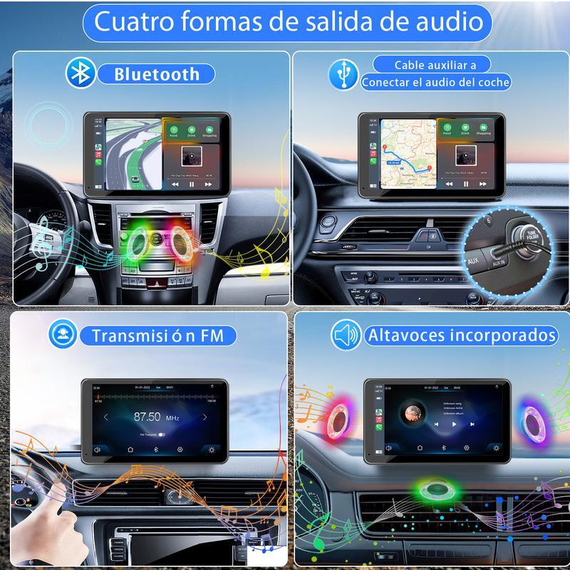 【Hieha】Regalo de Año Nuevo: 2026 La pantalla portátil más nueva de Carplay para automóvil, pantalla táctil IPS de 7 pulgadas, Compatible con CarPlay y Android Auto, Cámara de Respaldo, estéreo para automóvil, soporte para GPS, Bluetooth, FM, WiFi