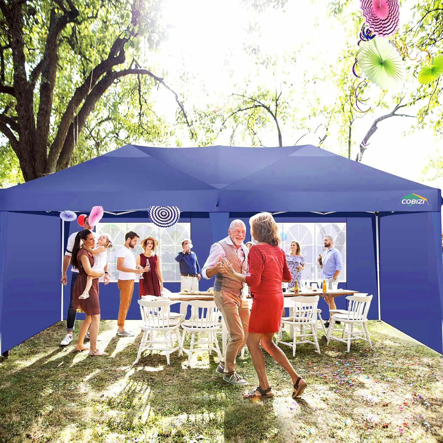 COBIZI - Toldo desplegable de 10 x 20 Pulgadas con 6 Paredes Laterales, toldo Impermeable para Eventos al Aire última intervensión, UPF 50+ cenador portátil para Fiestas, Playa, Camping, Boda,
