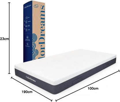COLORDREAMS | Colchón en Caja Matrimonial Memory – 135x190x23 cm - 6 Capas de Espuma de Alta Densidad – Manijas Reforzadas – Firmeza Justa – Hipoalergénico