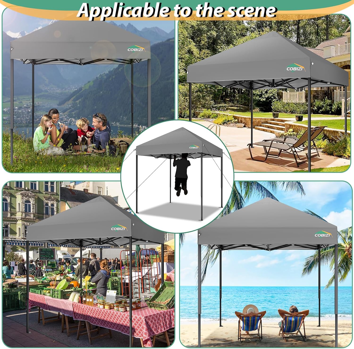 COBIZI - Toldo desplegable de 10 x 20 Pulgadas con 6 Paredes Laterales, toldo Impermeable para Eventos al Aire última intervensión, UPF 50+ cenador portátil para Fiestas, Playa, Camping, Boda,
