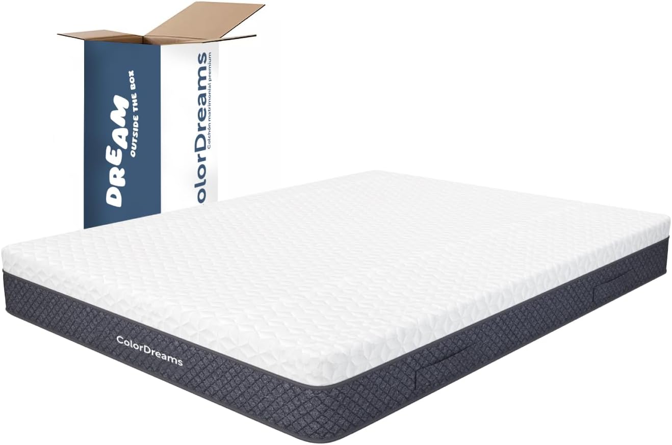 COLORDREAMS | Colchón en Caja Matrimonial Memory – 135x190x23 cm - 6 Capas de Espuma de Alta Densidad – Manijas Reforzadas – Firmeza Justa – Hipoalergénico