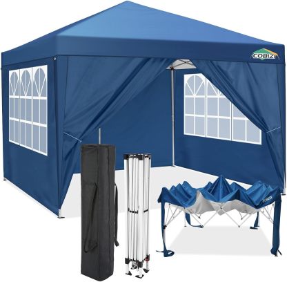 COBIZI - Toldo desplegable de 10 x 20 Pulgadas con 6 Paredes Laterales, toldo Impermeable para Eventos al Aire última intervensión, UPF 50+ cenador portátil para Fiestas, Playa, Camping, Boda,