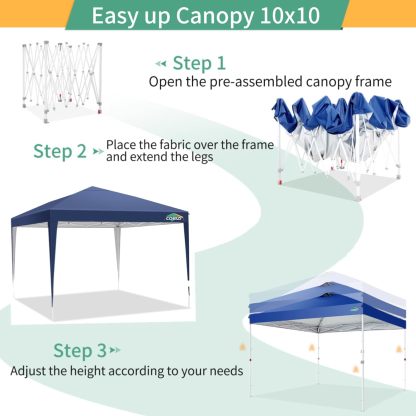 COBIZI - Toldo desplegable de 10 x 20 Pulgadas con 6 Paredes Laterales, toldo Impermeable para Eventos al Aire última intervensión, UPF 50+ cenador portátil para Fiestas, Playa, Camping, Boda,