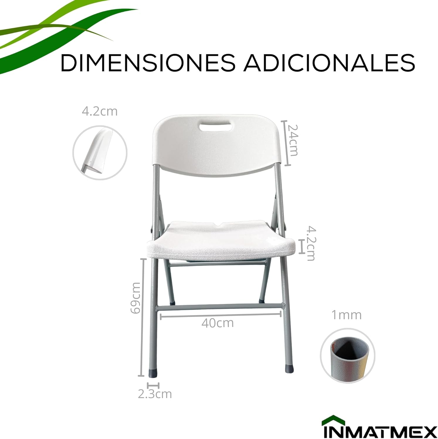 INMATMEX Silla Plegable Marca Resistentes Ideal para Jardín Comidas Familiares Fiestas Paquete con 12 Sillas.