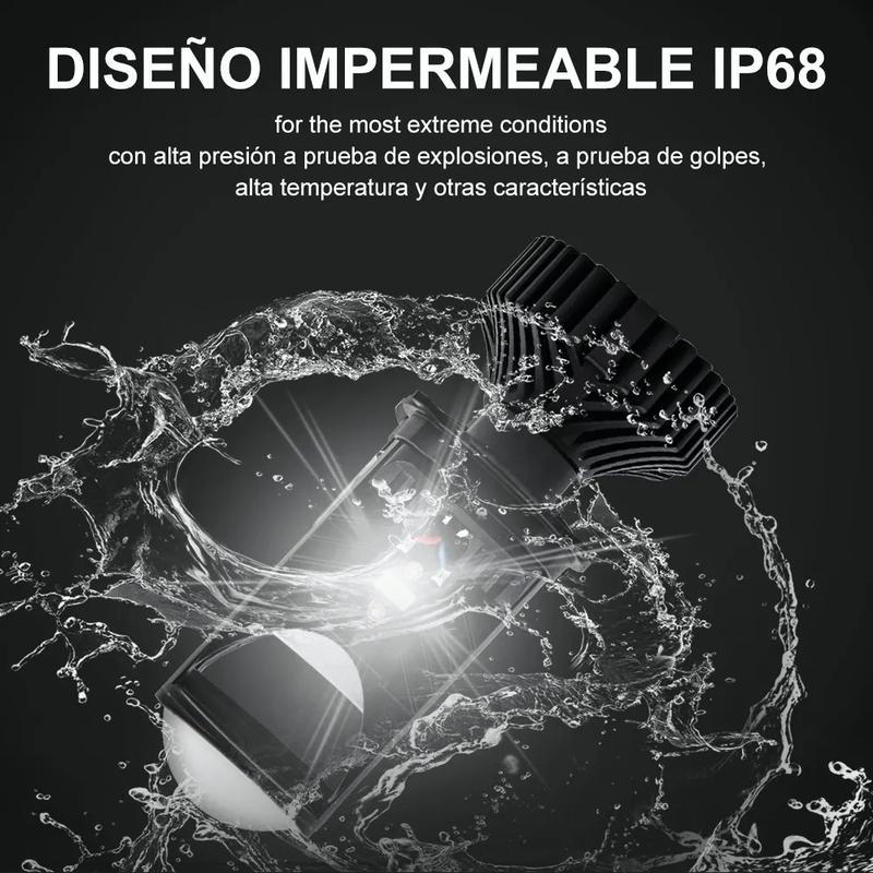 【Superbrillo】Proyector láser H4 HyperFocus Alto/Bajo 22000LM Kit PhenlesEye- Luz blanca 6500K, IP68, Canbus