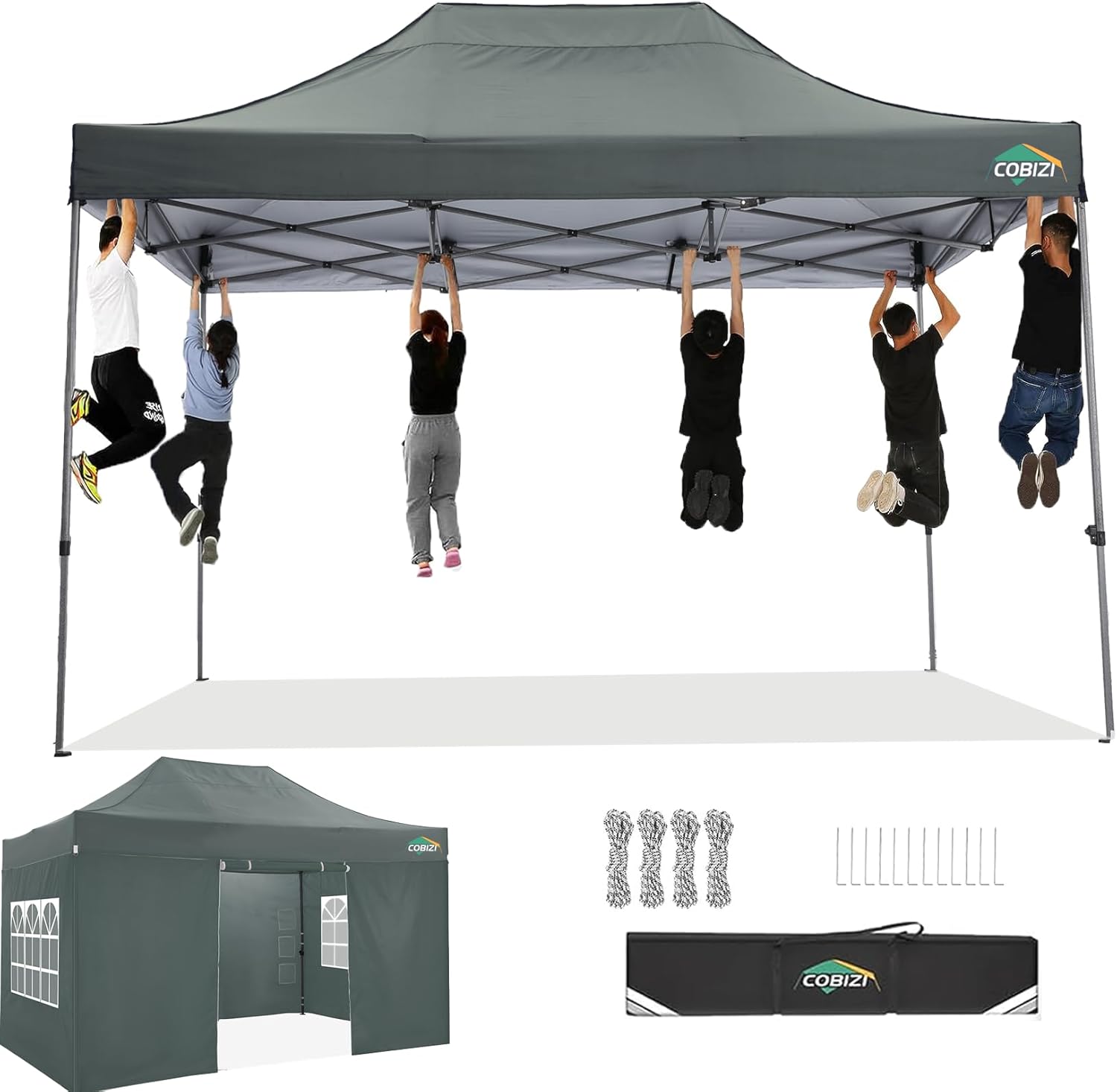 COBIZI - Toldo desplegable de 10 x 20 Pulgadas con 6 Paredes Laterales, toldo Impermeable para Eventos al Aire última intervensión, UPF 50+ cenador portátil para Fiestas, Playa, Camping, Boda,