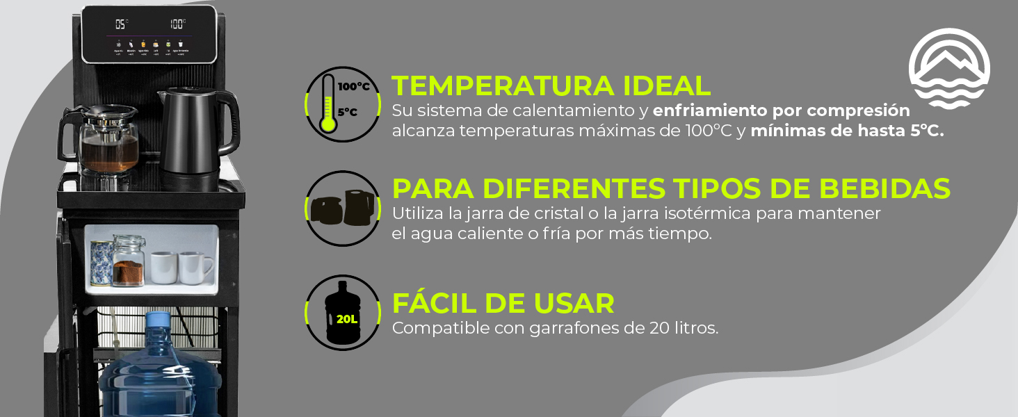 Temperatura ideal, Para diferentes tipos de bebidas, Facil de usar
