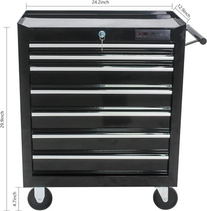 BouPower - Cofres de Herramientas de 7 cajones, clóset de Almacenamiento con Bandeja Desmontable, Color Negro