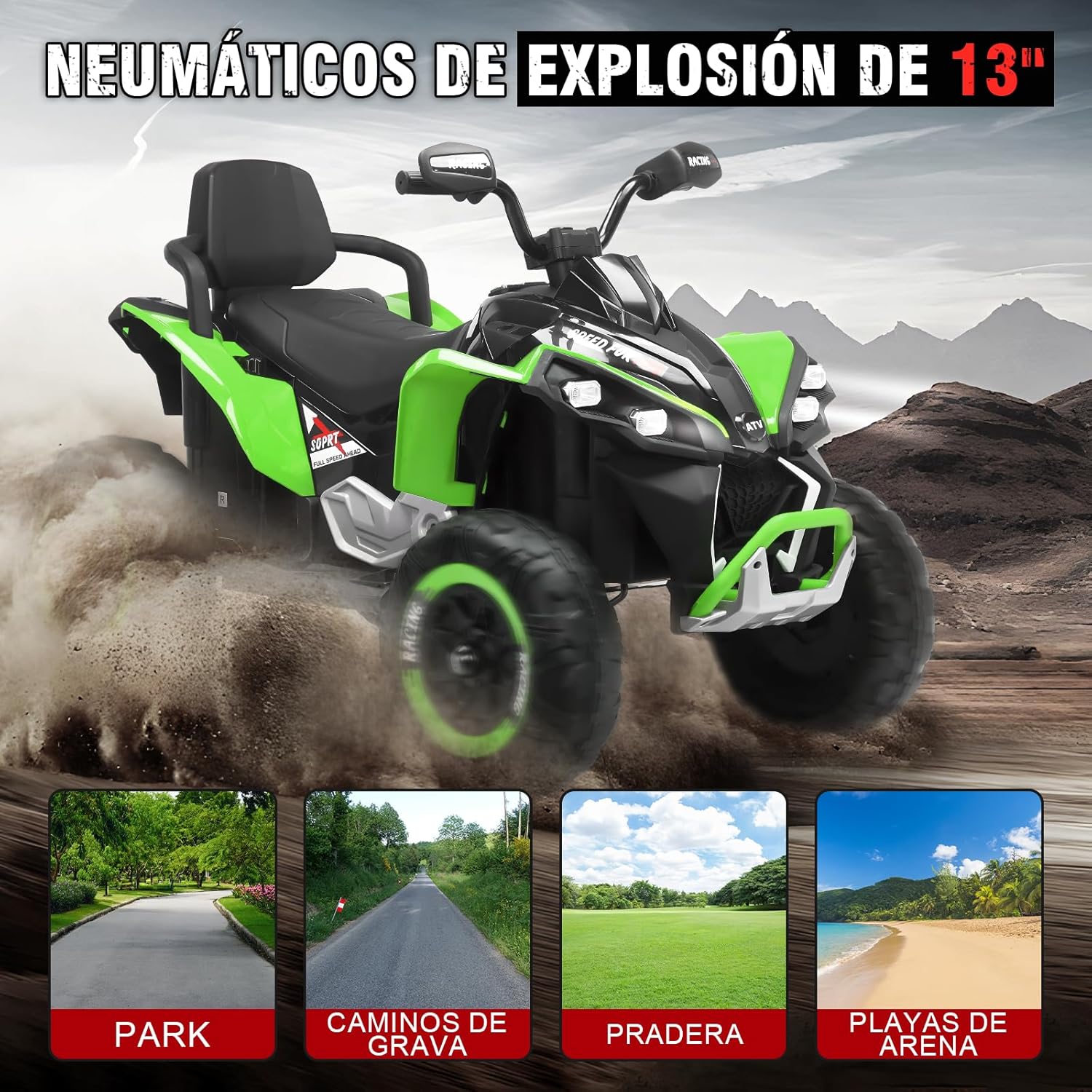 HONEYWHALE 1206 Carro Electrico Niño Montable con Control Remoto, Cuatrimoto Moto electrica para Niños con Bluetooth, Coche Eléctrico con Luz Led y Musica, Autonomía 70Minutos, Velocidad Máxima 6KM/H