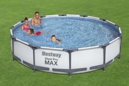 Bestway Steel Pro MAX - Juego de piscina redonda sobre el piso de 14 x 33 pulgadas, incluye bomba de filtro de 530 galones