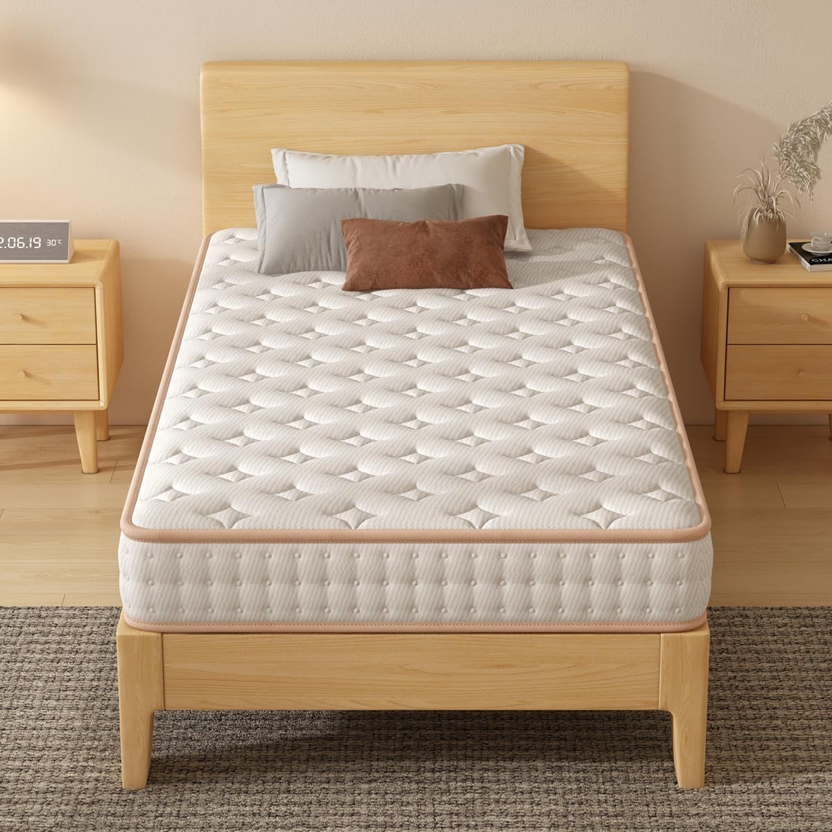 MOCOERL Colchón Individual de Espuma Viscoelástica, Alta Elasticidad, Ultra Transpirable, El Colchón se Puede Utilizar por Ambos Lados.190 cm x 100 cm x 18cm