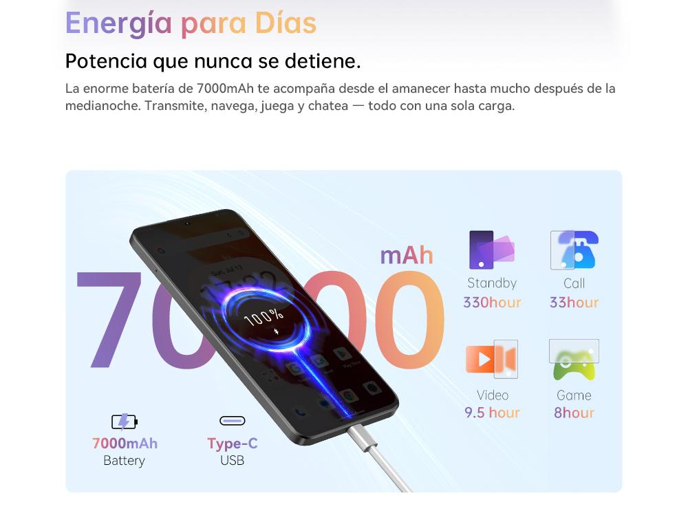 Cubot Note 60 Dual SIM 128 GB Azul 16 GB (6 GB + 10 GB ampliados) RAM Android 15 Pantalla 7,2" 120 Hz Bater&iacute;a 7000 mAh C&aacute;mara Triple 48 MP Protecci&oacute;n IP65  A