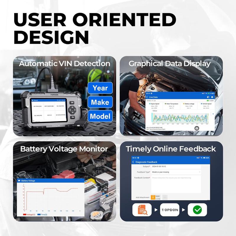 Escáner automotriz, herramienta de diagnóstico para vehículos con funciones de reinicio de aceite/SAS/acelerador, diagnóstico de motor/ABS/SRS/transmisión, AutoVIN, lector de códigos de error del motor con prueba de batería y actualizaci