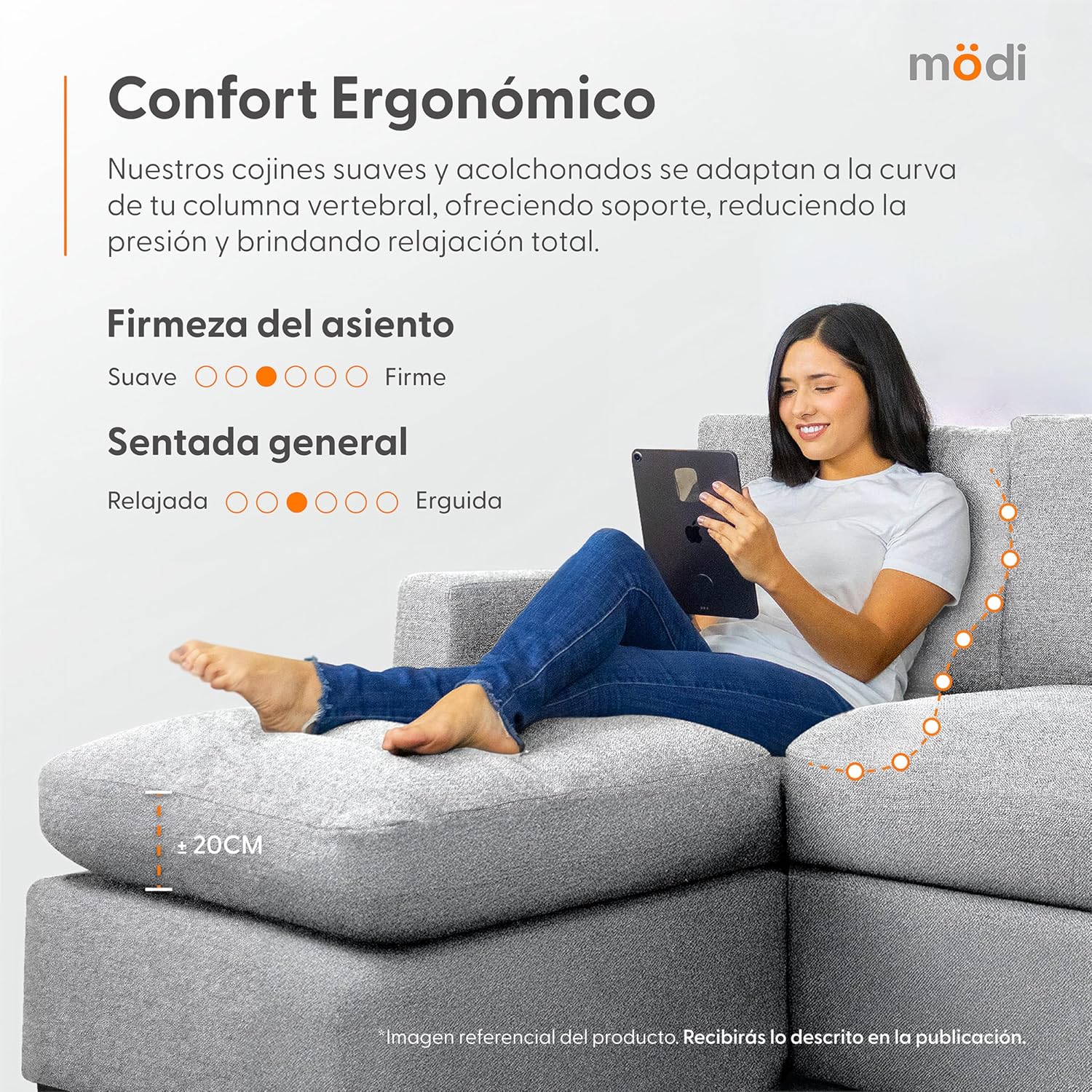 MODISOFA - Sofá Sala Esquinera Modular con Otomano | 6 Plazas | Gris Claro | + Pillow Pack | Fácil de Ensamblar y Adaptable | Envío Gratis