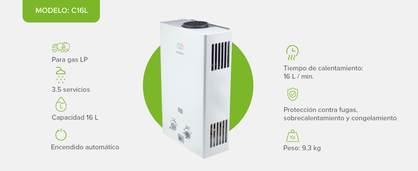 Calentador de agua gas LP para 3.5 servicios