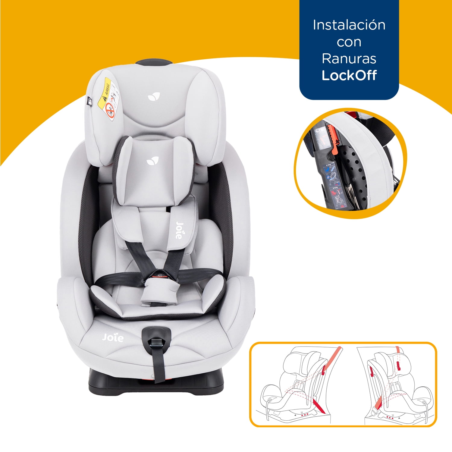 Autoasiento Bebe Joie Stages Silla Expandible Carro 3 En 1 Gray Gray