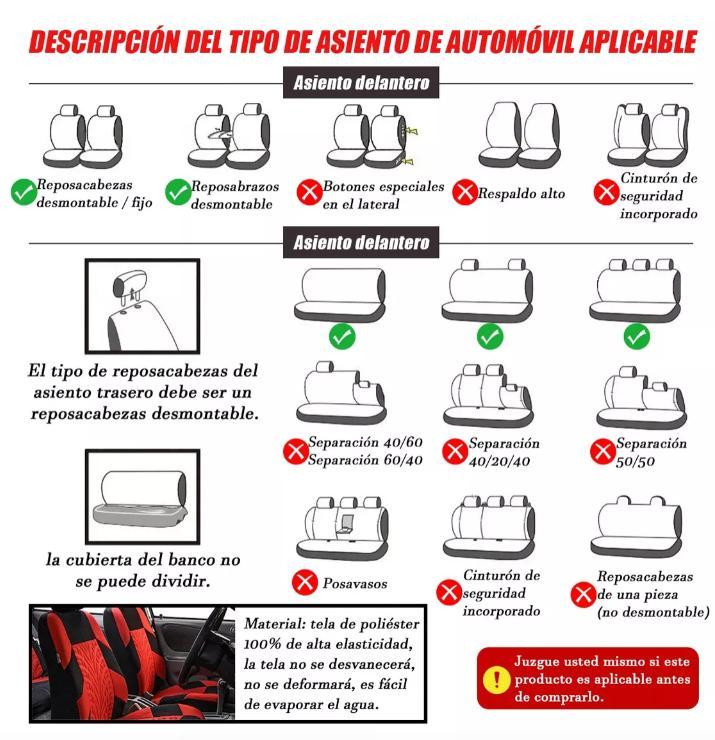 Juego De Fundas Para 5 Asientos De Auto 9 Piezas Universal