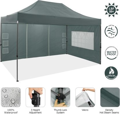 COBIZI - Toldo desplegable de 10 x 20 Pulgadas con 6 Paredes Laterales, toldo Impermeable para Eventos al Aire última intervensión, UPF 50+ cenador portátil para Fiestas, Playa, Camping, Boda,