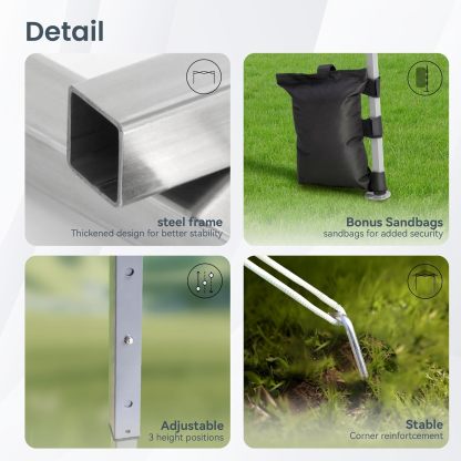 PHI VILLA - Toldo parasol con bloqueo UV de 4 x 4 m con kits de herramientas, pantalla de cenador para patio al aire libre, eventos de jardín, marrón-Clavijas de tierra para tienda de campaña al aire libre, clavijas para campamento con dosel