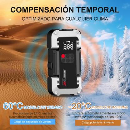 Arrancador De Batería Portátil Wishsky 9000a Inflador 150psi Con Compresor Para Autos Cargador De Batería 12v 26800mah Y Compresor Batería Portátil Para Emergencias Y Cargador Inteligente