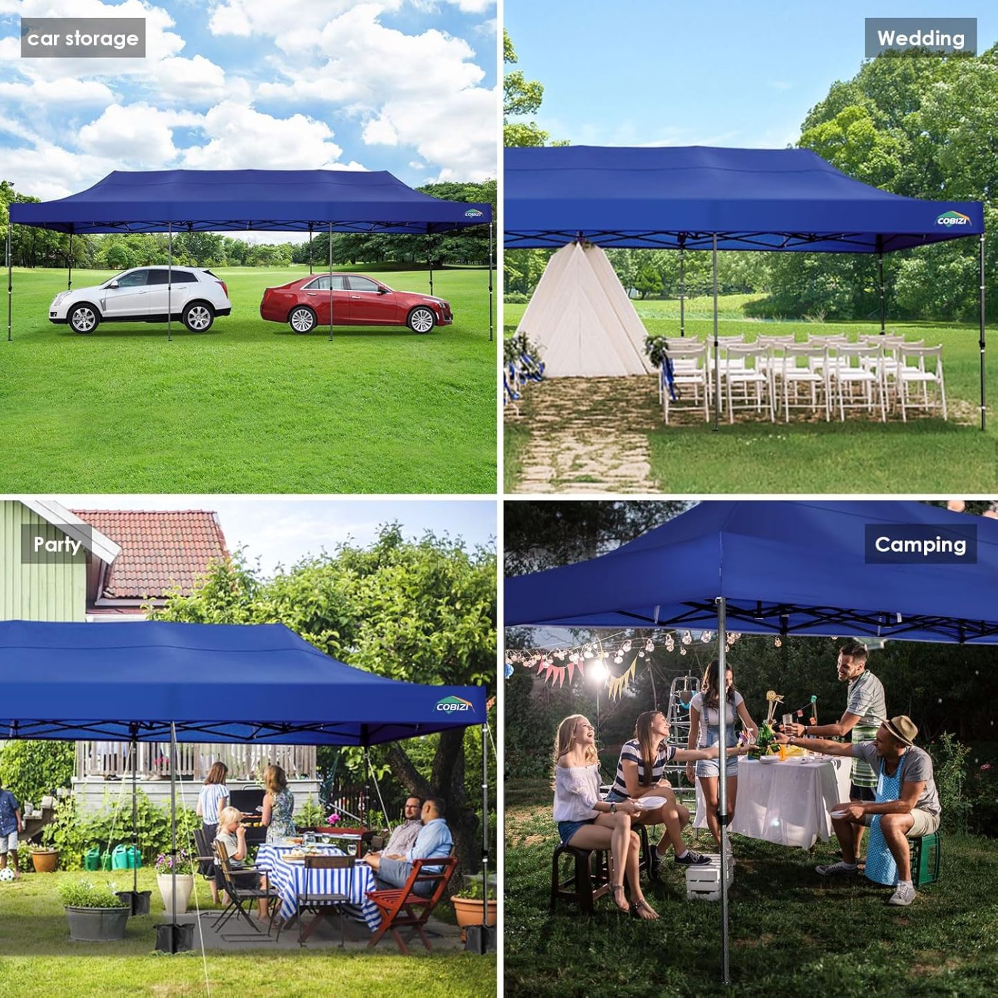 COBIZI - Toldo desplegable de 10 x 20 Pulgadas con 6 Paredes Laterales, toldo Impermeable para Eventos al Aire última intervensión, UPF 50+ cenador portátil para Fiestas, Playa, Camping, Boda,