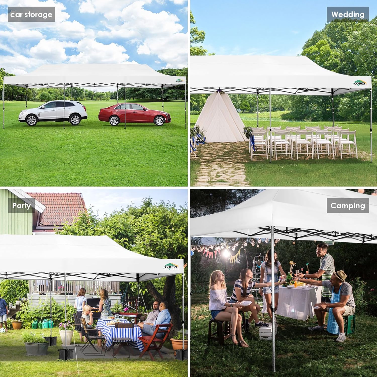 COBIZI - Toldo desplegable de 10 x 20 Pulgadas con 6 Paredes Laterales, toldo Impermeable para Eventos al Aire última intervensión, UPF 50+ cenador portátil para Fiestas, Playa, Camping, Boda,