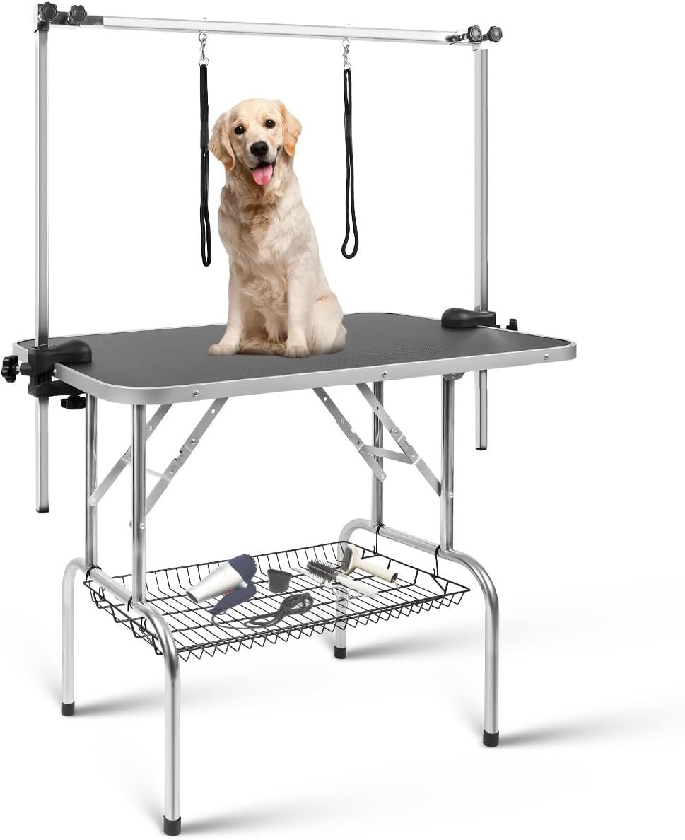 Mesa Estetica Canina, Mesa de Aseo Plegable para Mascotas en Casa, Mesa de Aseo para Perros de 36 Pulgadas, Mesa de Aseo Profesional para Mascotas