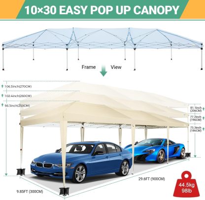COBIZI - Toldo desplegable de 10 x 20 Pulgadas con 6 Paredes Laterales, toldo Impermeable para Eventos al Aire última intervensión, UPF 50+ cenador portátil para Fiestas, Playa, Camping, Boda,