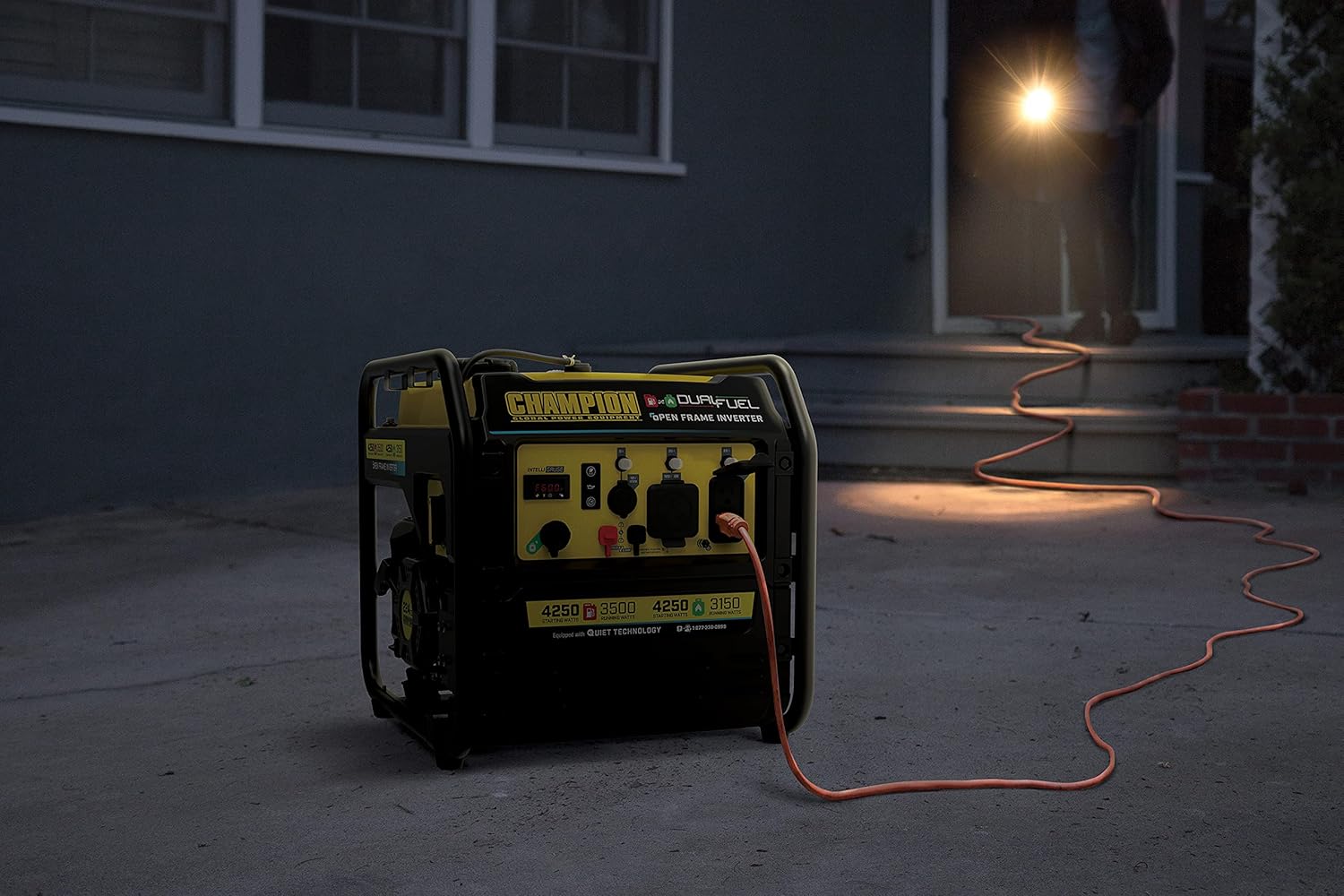 Champion Power Equipment 4250 W Dual Fuel RV Ready Portable Open Frame Inverter Generador con tecnología silenciosa